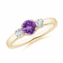 ANGARA Classic Amethyst and Diamond Three Stone Engagement Ring - £716.79 GBP