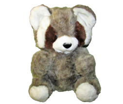 13&quot; Vintage Raccoon Plush Stuffed Chubby Animal Grey Tan White Sitting Toy - £7.47 GBP