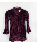 Falls Creek Girls Dress 7/8 Burgundy Red Crushed Velour Cutout Neck Bell... - $376.33 MXN