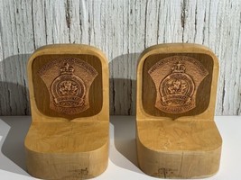 Vintage Copper and Wood Bookends Royal Canadian Military Legion Summerside PEI - £54.66 GBP