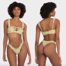 Khassani Swimwear Mini Flowers &#39;alma&#39; Ruffle Detail Bralette Bikini Top (L) Nwt - £43.24 GBP