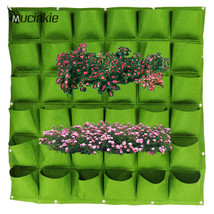 Muciakie 100X100Cm 36 Pockets Green Felt Vertical Planting Bag Wall Hanging Plan - $54.97