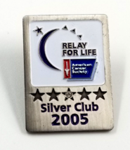 2005 Relay For Life American Cancer Society Silver Club Clear Stone Enamel Pin - $9.99