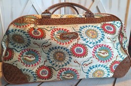 Kathy Van Zeeland Rolling Cream Color Duffel Bag w/Multi-colored Design  - £23.32 GBP