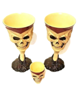Halloween Skull Head Goblets Set of 2 and Matching Shot Glass 7" Tall - £11.91 GBP