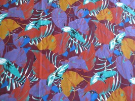 2923. Tropical Leaf Print Apparel, Home Decor Cotton Fabric--43&quot; X 2 3/4 Yds. - £9.57 GBP