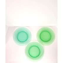 Vintage Set of 3 Green Depression Glass Dinner/Salad 7.5&quot; Plates - £20.56 GBP