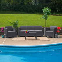 4 Pc Gray Outdoor Rattan Set DAD-SF-113T-DKGY-GG - £732.94 GBP