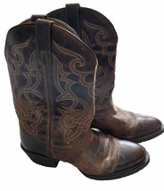 Laredo 51112 Women’s 8.5 Wide Cowboy Boots Brown Leather Stitching Rodeo Western - £39.92 GBP