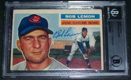 1956 Bob Lemon #255 Signed Autographed Auto Baseball Card BAS Beckett Slabbed! - £76.80 GBP