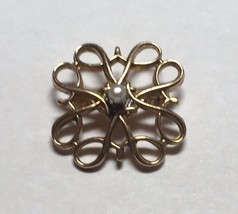 Vintage 10K Yellow Gold Genuine Pearl Avon Representative Service Brooch - $88.83