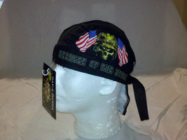Land Of The Free Because Of The Brave Do Doo Rag Fitted Tie Bandana Skull Usa Us - £6.38 GBP