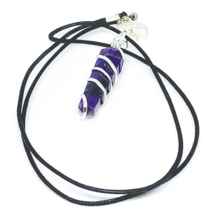 Amethyst Necklace, Spiral Wrapped Crystal Necklace For Guarding Negativity - $10.00