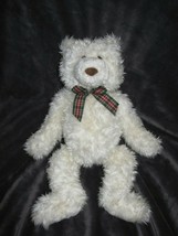 Gund Stuffed Plush White Teddy Polar Bear Plaid Ribbon Bow  6428 Winnedo 14&quot; 21&quot; - £46.65 GBP