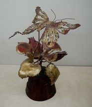Mid Century Brutalist Sculpture Signed  SEGAL Metal On Wood Butterfly Flower - £56.18 GBP