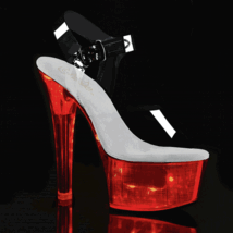 PLEASER FLASHDANCE-608CH Women's 6" Heel Platform LED Illuminated Strap ... - $50.37