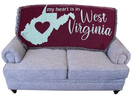 My Heart Is In West Virginia Blanket, A 61 X 36-Inch Cotton Woven Throw For The - £51.86 GBP