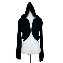 Velvet Graham &amp; Spencer Cardigan Top Women Medium Cropped Hood Black Long Sleeve - £31.88 GBP