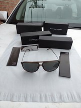 Porsche design sunglasses polarized p8662 titanium arms grey lenses brown frame - £222.57 GBP