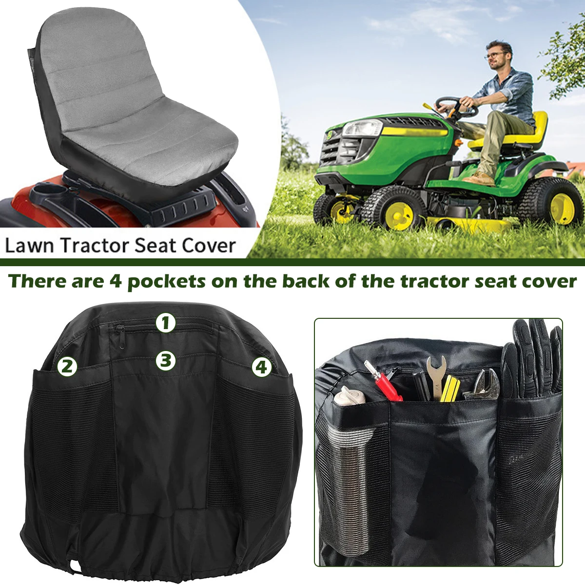 Lawn Mower Seat Cover 600D Ox Cloth Waterproof Tractor Seat Cover Univer... - $70.33