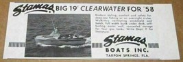 1958 Print Ad Stamas Big 19&#39; Clearwater Boats Tarpon Springs,FL - £5.74 GBP
