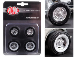Chrome Salt Flat Wheel and Tire Set of 4 pieces from &quot;1932 Ford 5 Window Hot ... - £20.36 GBP