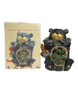 Vintage Cracker Barrel Flickering LED Light-up Decorative Bear Rustic Wo... - $55.40
