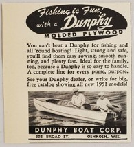 1951 Print Ad Dunphy Molded Plywood Boats Made in Oshkosh,Wisconsin - $8.98