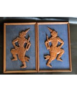 Lot De 2 Mcm Sculpté Bois Asiatique Prince Rama Bleu Monté Mur Art 18 x ... - €170,94 EUR