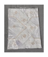 Vintage New White Hand Embroidery Linen Table Runner Dresser Scarf 16x36... - $26.62 CAD
