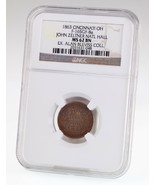 1863 Cincinnati Oh John Zeltner Nat &#39;L Recibidor Token NGC MS-62 Bn F-16... - €1.088,33 EUR