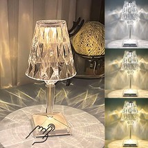 Crystal Table Lamp Touching Control Rose Crystal Lamp Rechargeable Crystal Diamo - £27.81 GBP