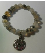 Faceted Glass Stretch Bracelet With Floral Charm - $34.33 CAD