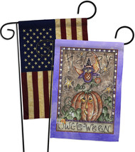 Happy Owl Lo Ween - Impressions Decorative USA Vintage - Applique Garden Flags P - £24.90 GBP