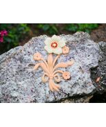 Vintage Pink Flower Brooch Pin Early Plastic Celluloid Large 3.75" - $24.87