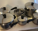 Revere Ware 12 Pc Copper Clad Bottom Cookware 1801 Pots Sauce Pans w/ Li... - $89.09