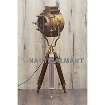 British Brass Antique Hollywood Style Tripod Floor Lamp For Living Room By Nauti - £234.22 GBP