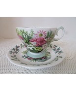 VTG ROYAL ACADEMY QUEEN ANNE FINE BONE CHINA TEACUP &amp; SAUCER LEAF &amp; FLORAL - $24.70