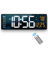 Digital Wall Clock Large Display, 16.2 Inch , LED Digital Clock with Rem... - $55.06