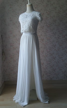Summer WHITE Slit Chiffon Skirt Wedding Women Plus Size Maxi Chiffon Skirt image 2