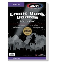 5 packs of 100 (500) BCW 6 7/8&quot; x 10 1/2&quot; Regular Comic White Backing Boards - £69.39 GBP