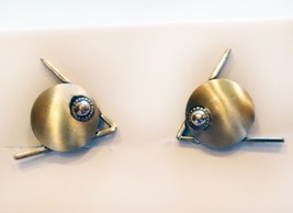 Vintage Modernist BEAU Sterling Earrings Silver Geometric Screw Clip On - $34.65