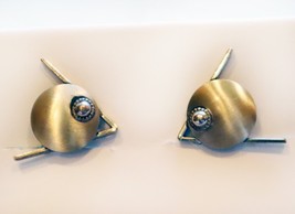 Vintage Modernist BEAU Sterling Earrings Silver Geometric Screw Clip On - £25.87 GBP