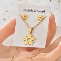 20set/lot Trendy Luxury Stainless Steel Flower Star Pendant Chain Necklace Stud  - £74.17 GBP