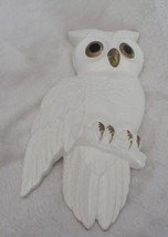 Vintage 1978 Miller Studio Chalk Ware Owl White W/ Gold 11&quot; Retro Deco - £25.26 GBP