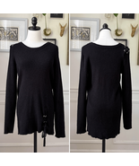Torrid Black Ribbed Silver Gromment Lace Detail Sweater 2 2X - $473.09 MXN