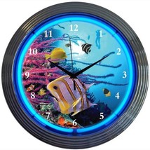 Aquarium Art Light 15&quot; Wall Décor Neon Clock 8AQUAX - £64.49 GBP