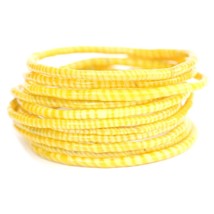 10 White with Yellow Recycled Flip-Flop Bracelets Hand Made in Mali, West Africa - £6.25 GBP