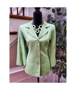 Coldwater Creek Women&#39;s Green Linen &amp; Rayon Long Sleeve Single Breasted ... - $66.34 CAD