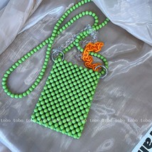 Al homemade pures and bags crossbody green hand woven beaded messenger mobile phone bag thumb200